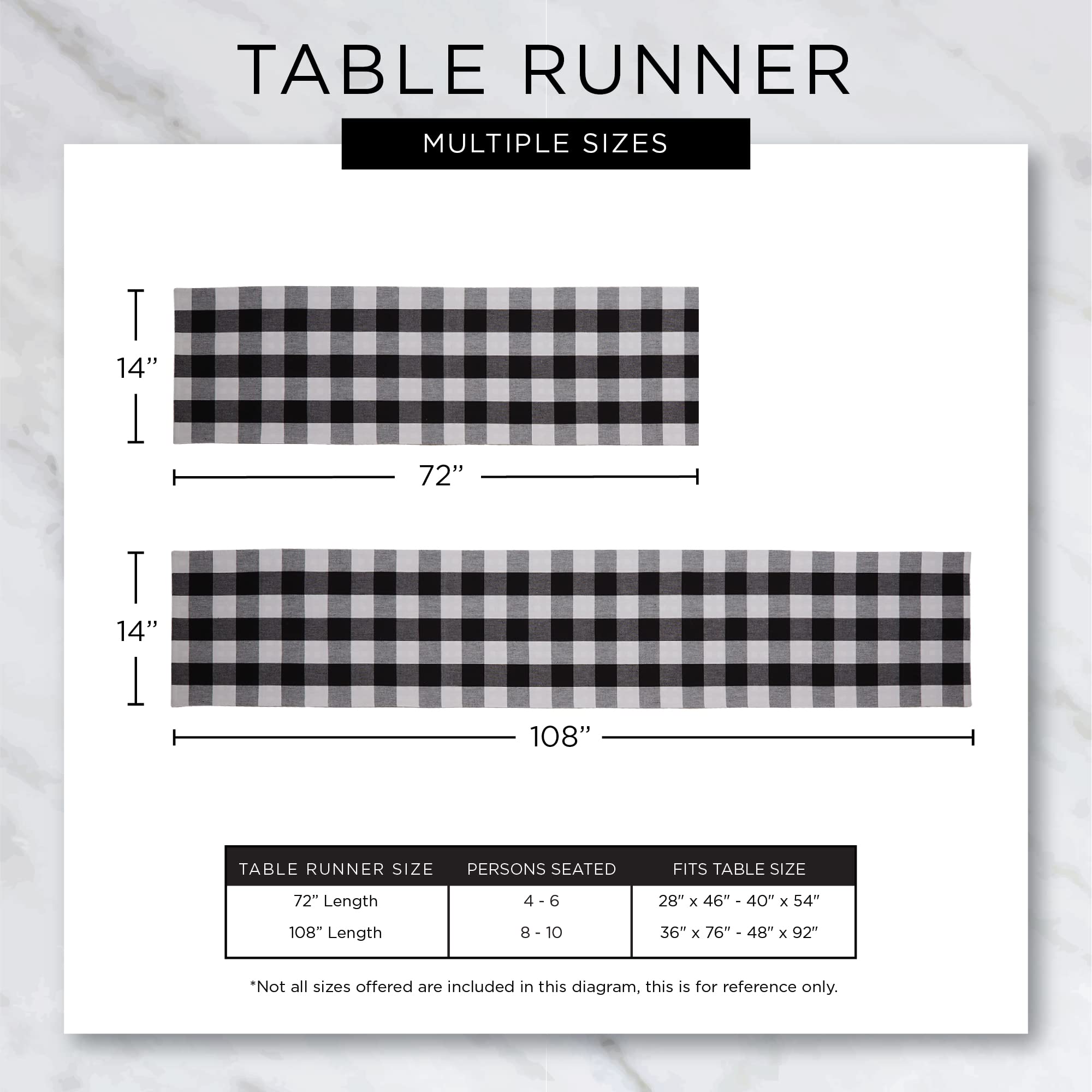 DII Checkered Tabletop Collection 100% Cotton, Machine Washable, Table Runner, 14x72, Gray